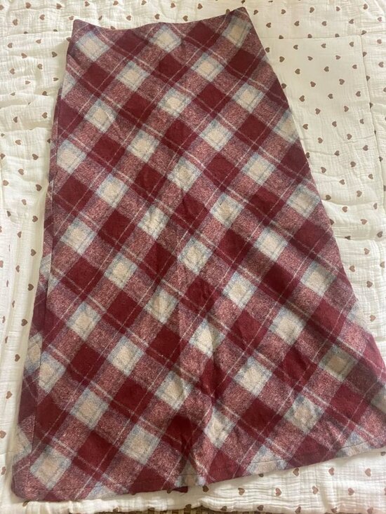 Dresses & Skirts - Red Plaid Midi Skirt